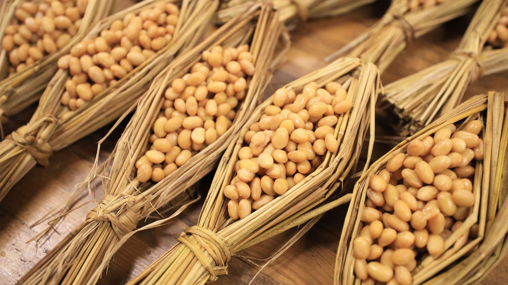 Soybeans that have been fermented with Bacillus natto. 