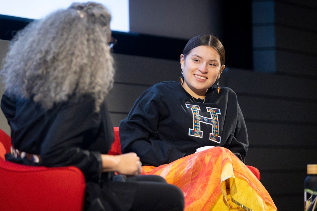 Paulina Alexis (right) in conversation with Siobhan Brown.