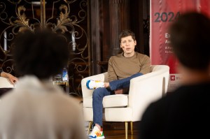 Sam Altman (pictured) speaking to students