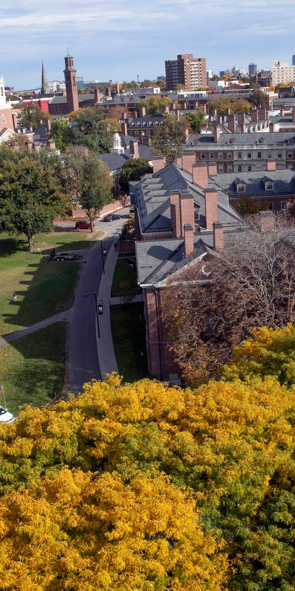 Aerial view of Harvard's campus from Eliot House tower.