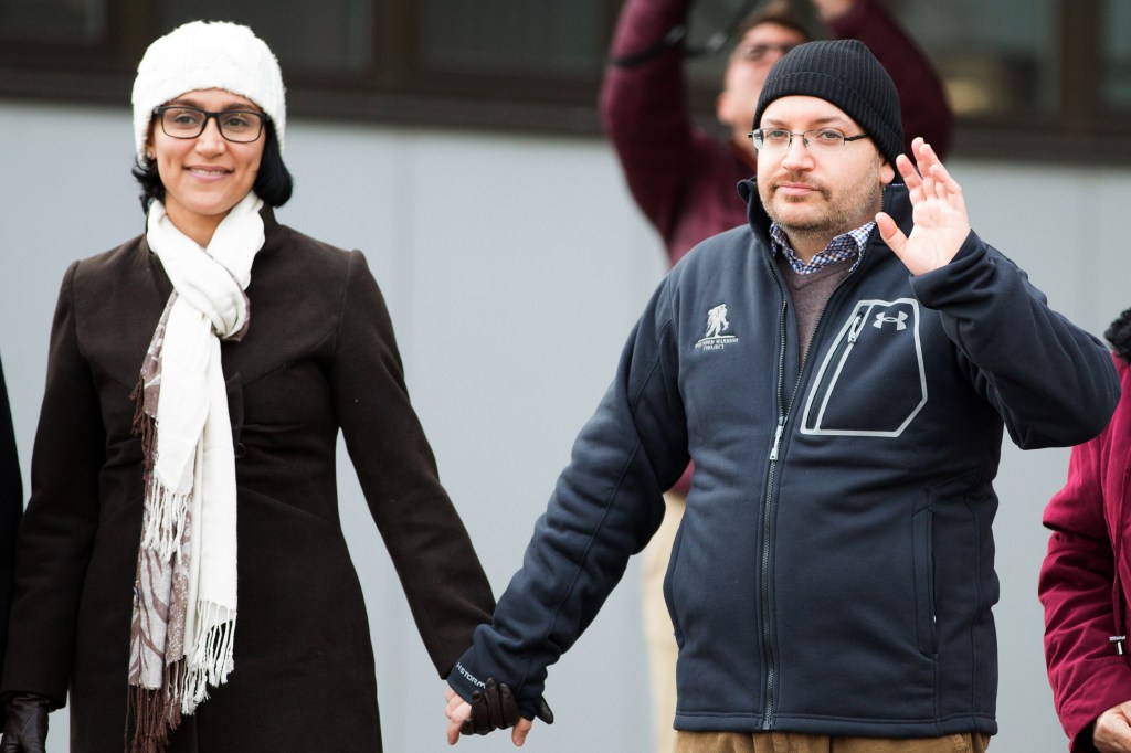 Jason Rezaian and his wife Yeganeh Salehi after their release.