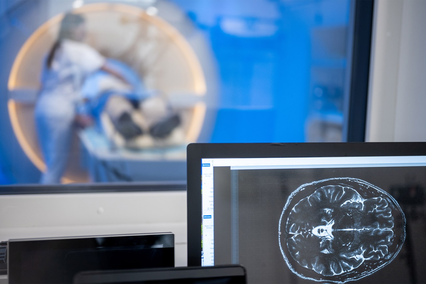 Brain imaging being conducted on a patient.