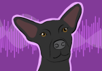 dog with large ears and sound waves.
