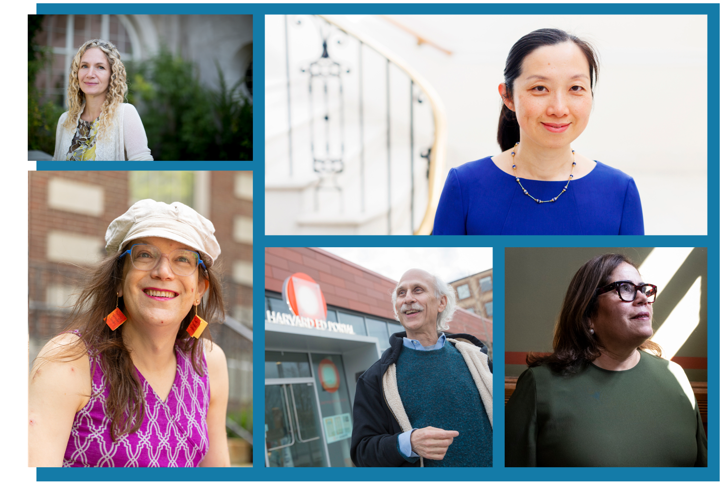 Collage of Harvard faculty members who offered advice to new students.