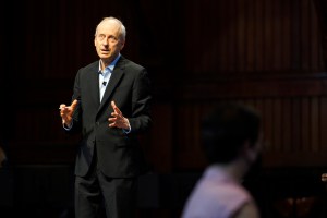 Michael Sandel at Sanders theatre.