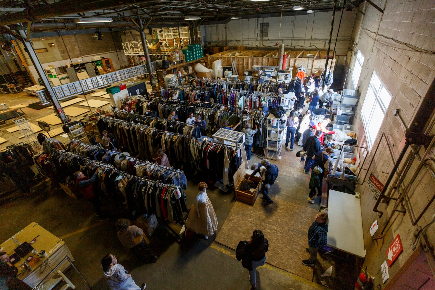 An arial shot of the costumes for sale. 