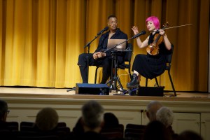 Opera singer Davóne Tines, l, and violinist Jennifer Koh.