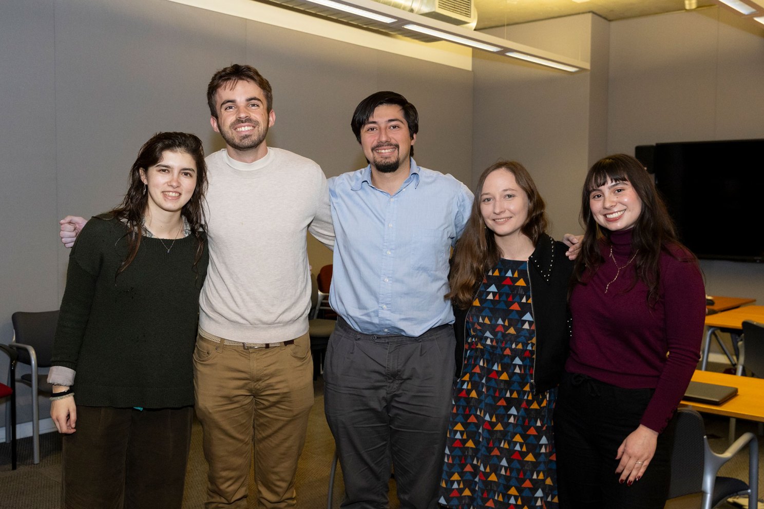 Students who work in the WOLF Lab with its director, anya Bondarenko,.