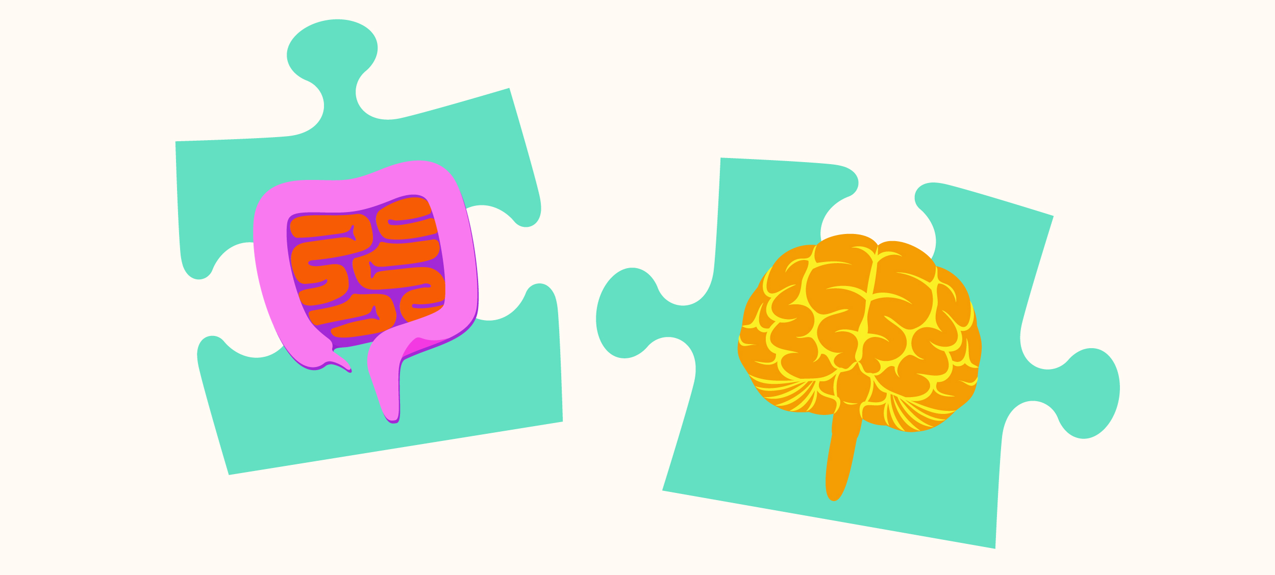 Illustration of gut and brain as puzzle pieces.