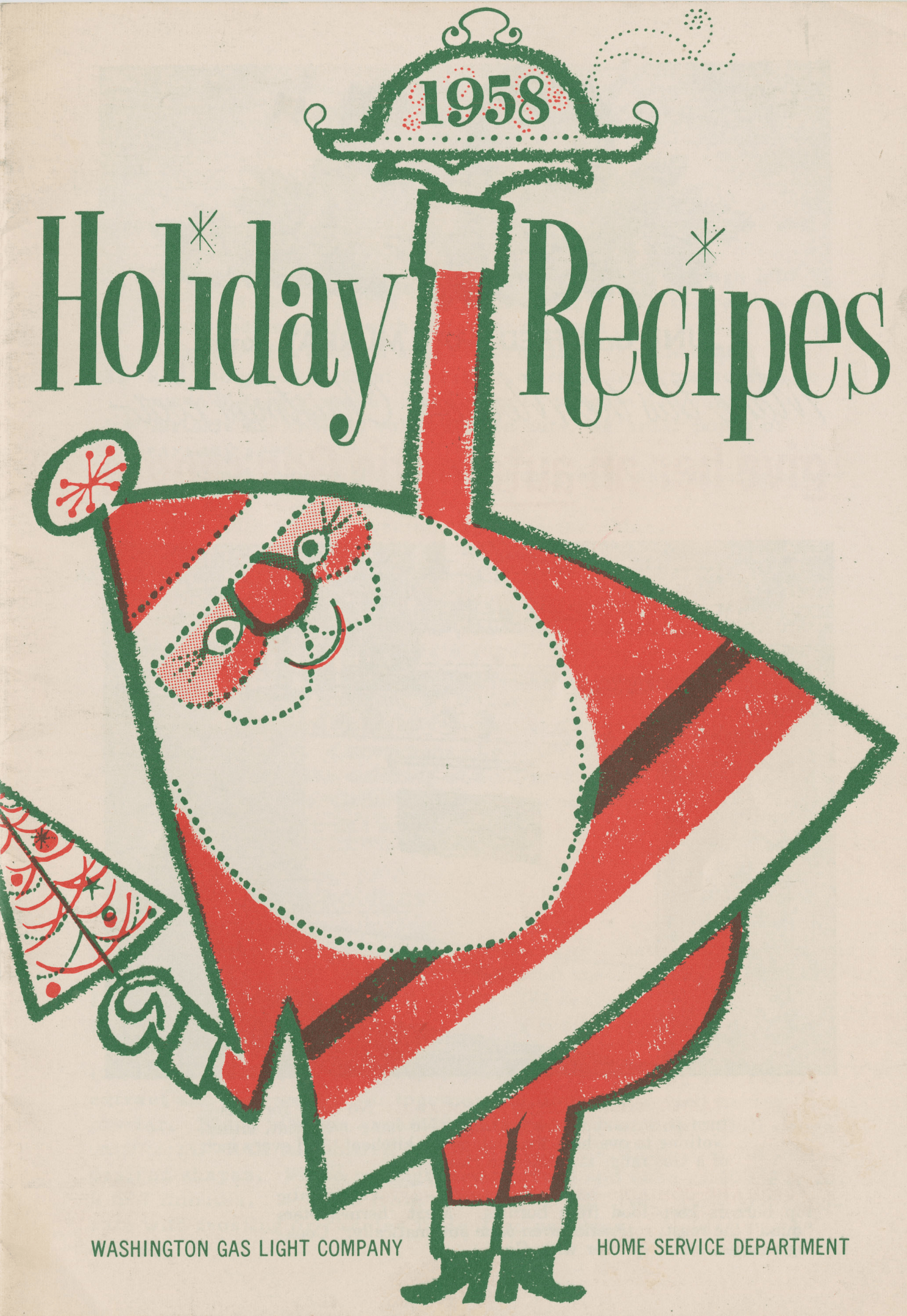 Holiday recipe book cover with santa.