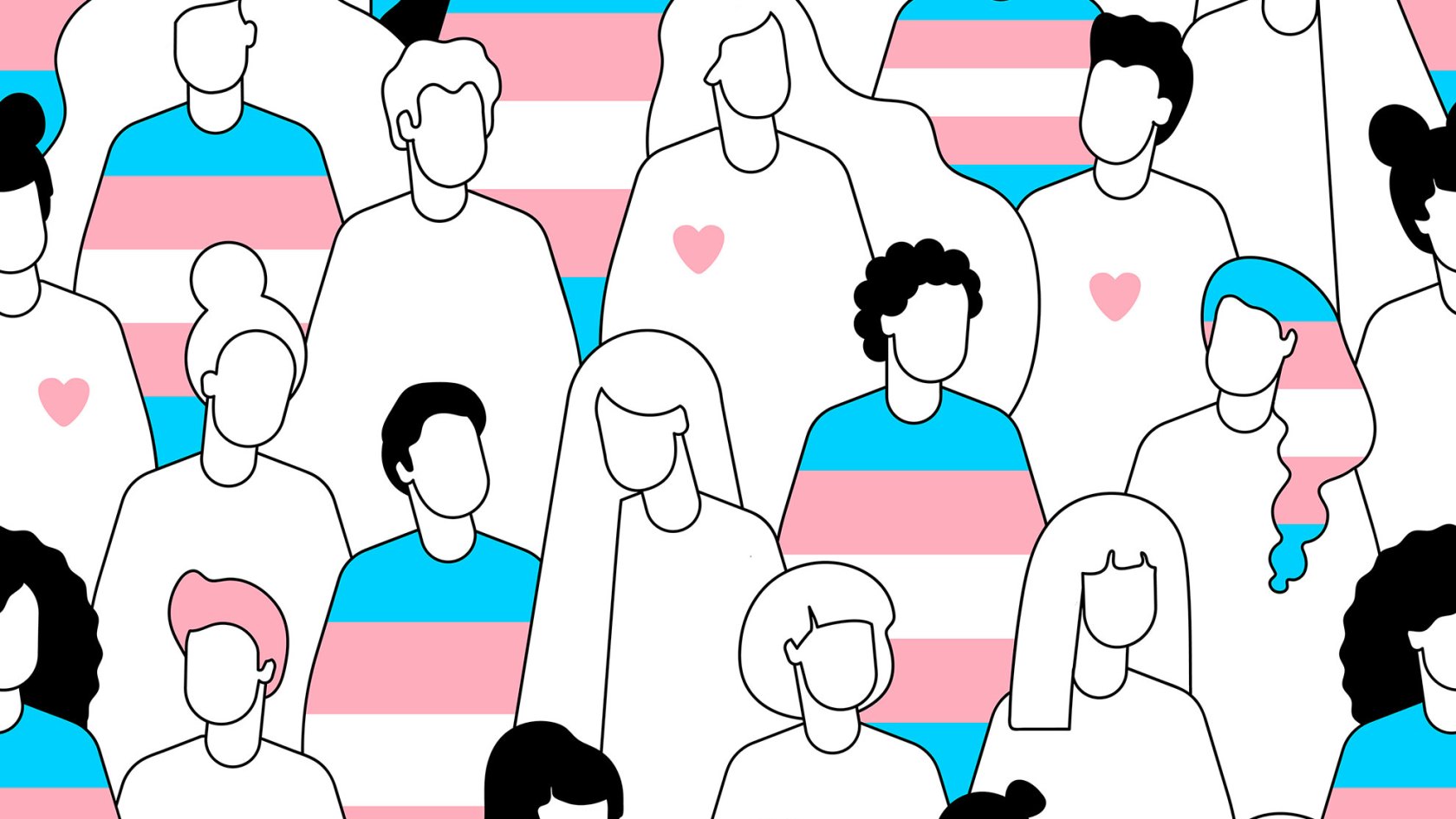 transgender crowd of people seamless pattern.