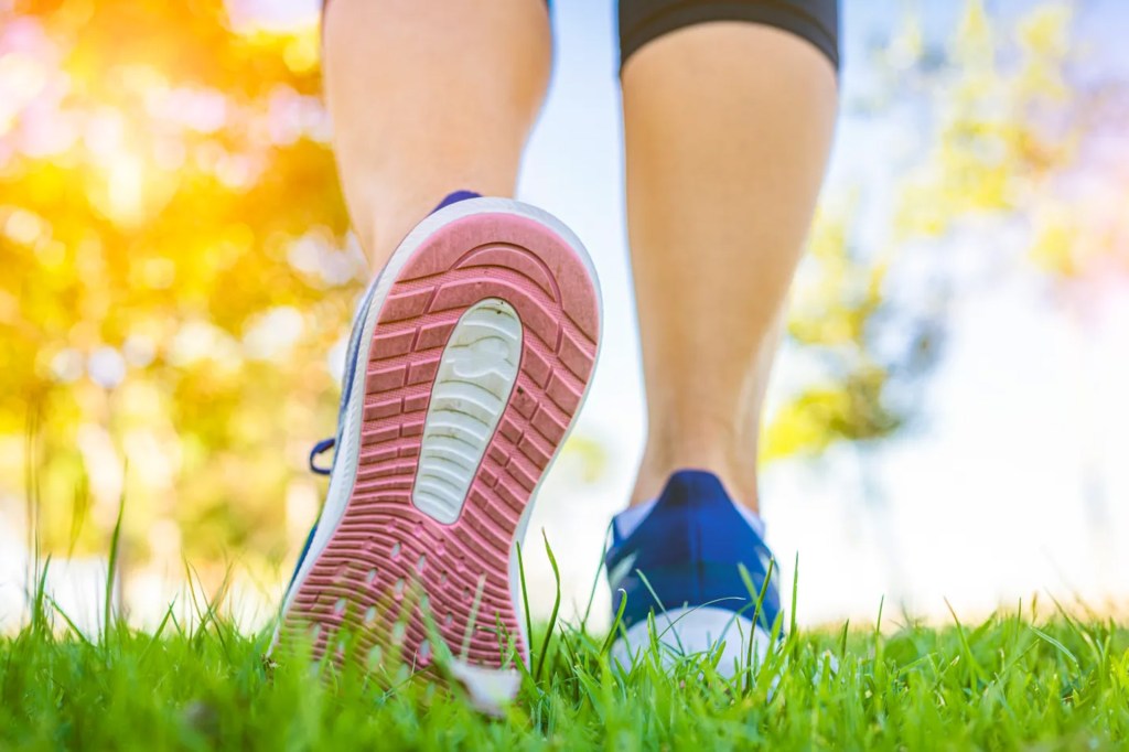 Detail of thesneakers of a person exercising.
