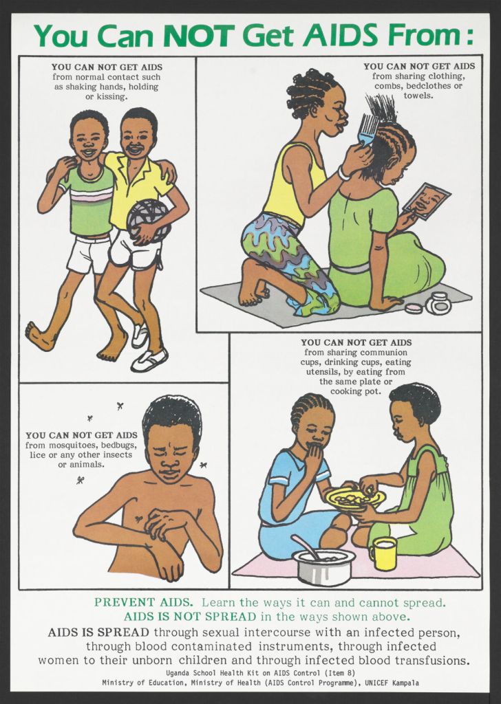 You can not get aids from - normal contact such as shaking hands, holding, or kissing. You cannot get aids from sharing clothing or combs, bedclothes, or towels. You cannot get aids from mosquitos, bedbugs, lice, or any other small insects. You cannot get aids from sharing communion cups, eating utensils, by eating from the same plate or cooking pot.