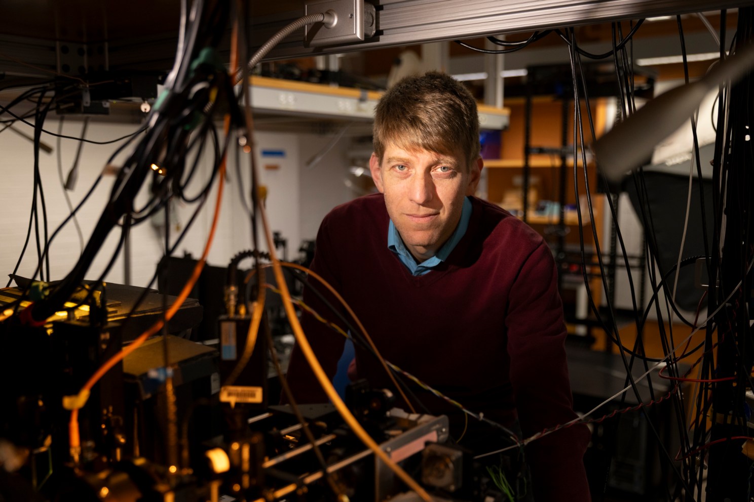 Adam Cohen in his lab.