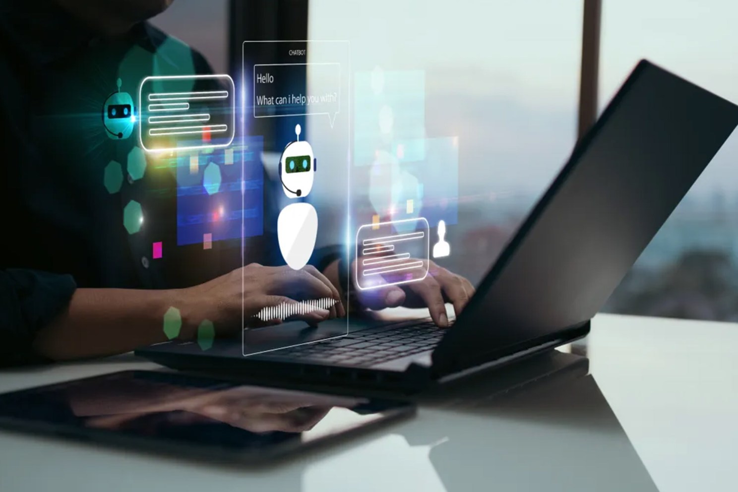 Person using computer and AI.