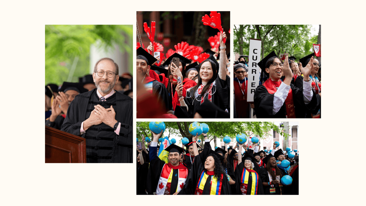 A collage of photos from Harvard's Commencement ceremony.