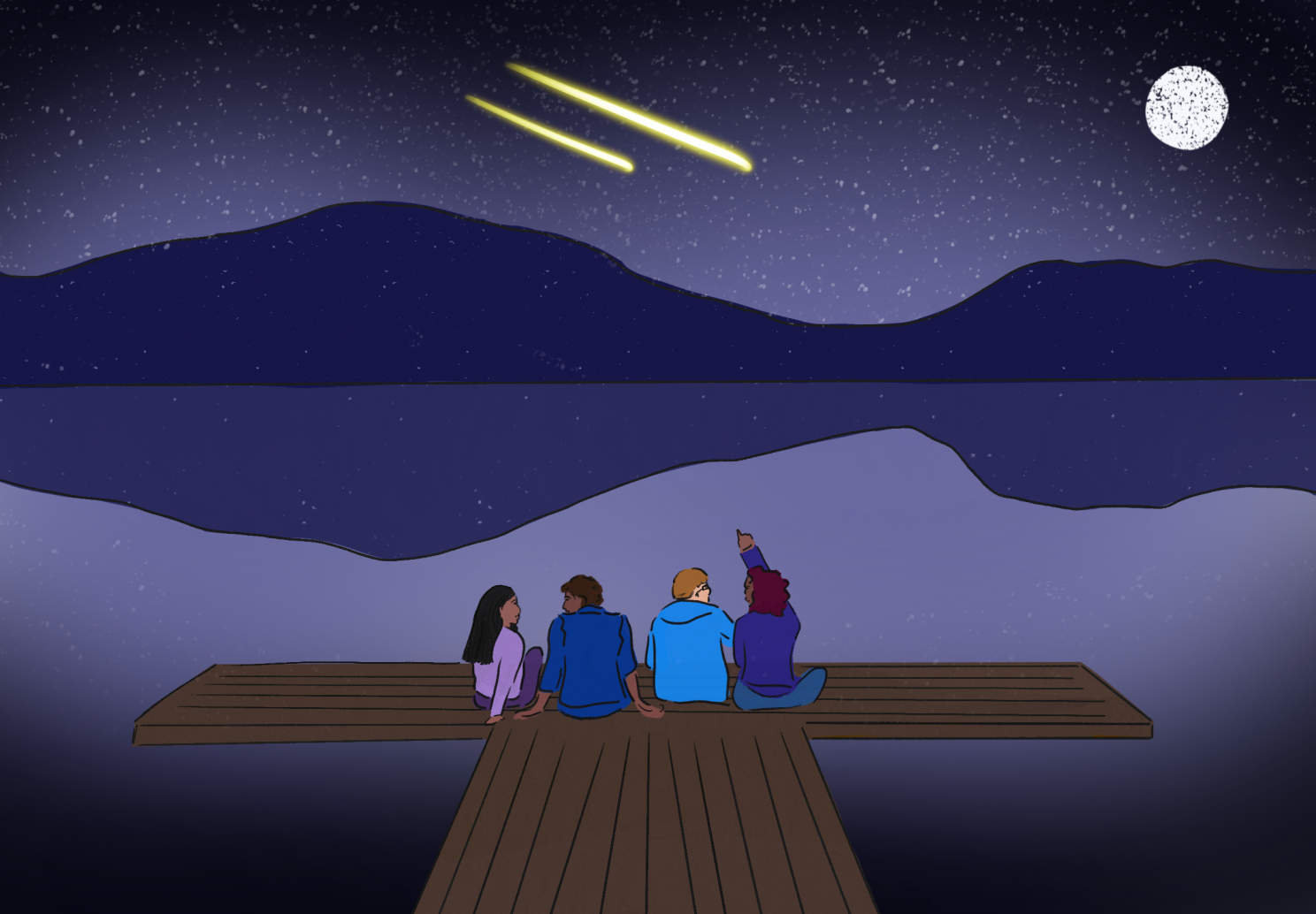 friends looking at the stars