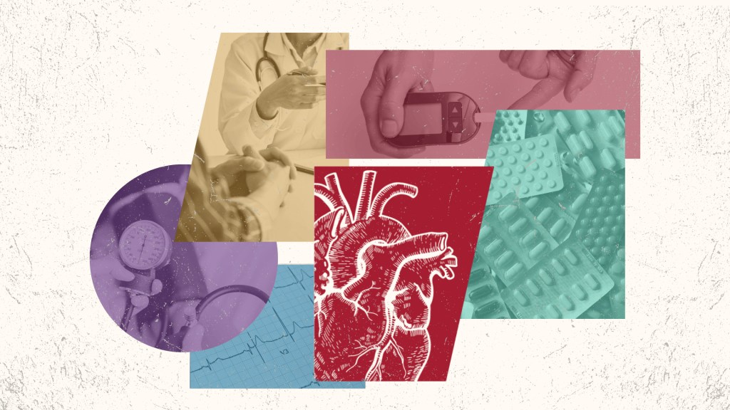 Collage of heart health concepts.