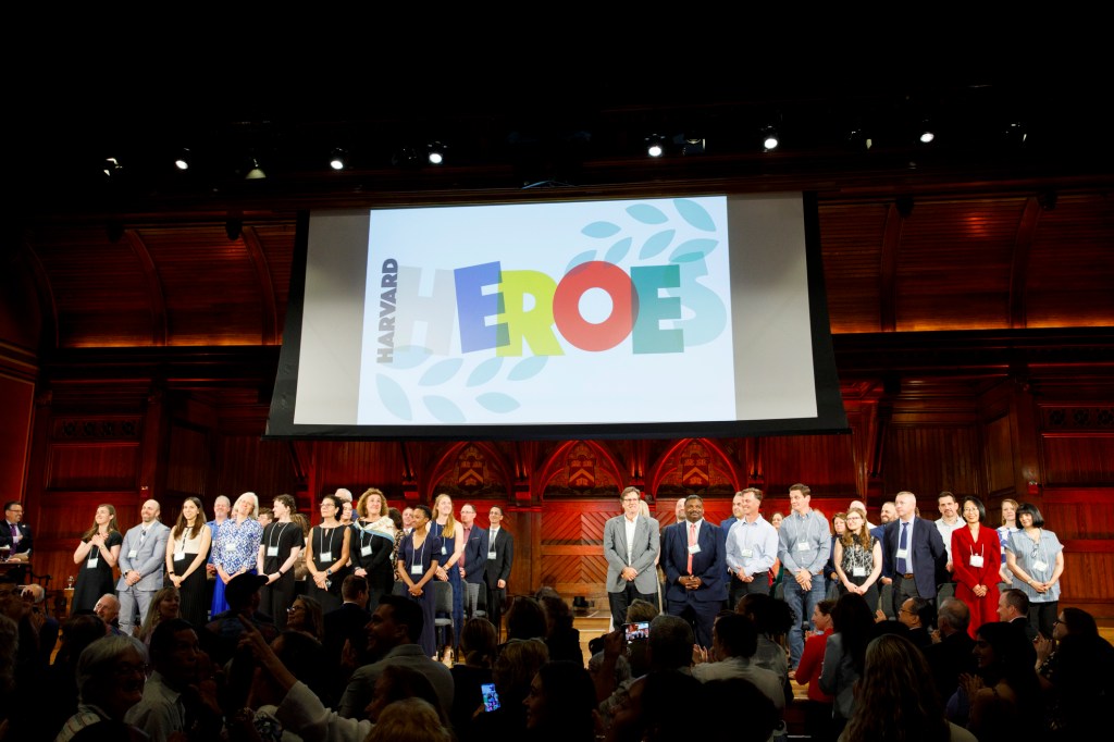 Harvard Heroes honorees on stage.
