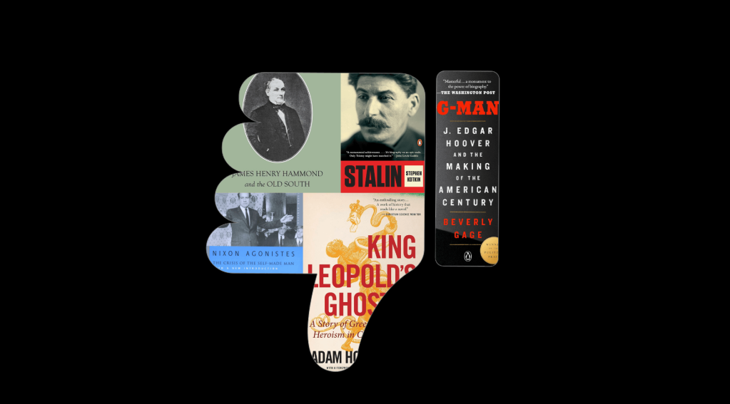 Collage of book covers shaped like a thumbs-down.