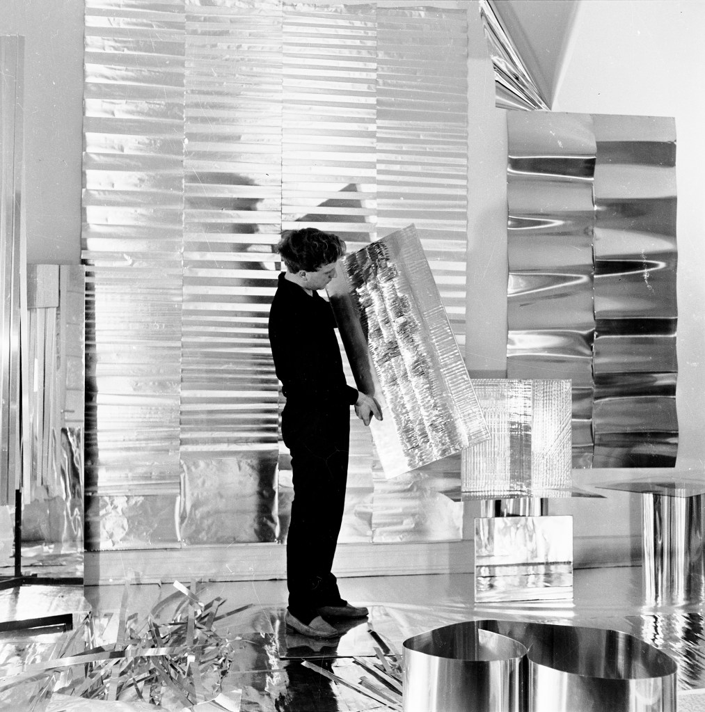 Heinz Mack in his studio, Kaiser-Friedrich-Ring, Düsseldorf, 1959.