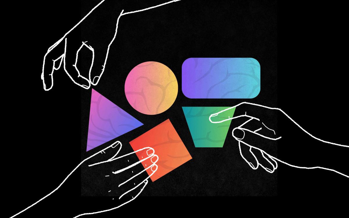 hands picking up shapes