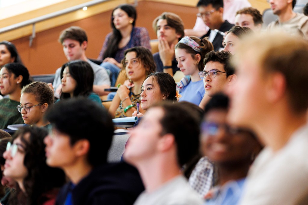 Students are pictured during Humanities 10a: a Humanities Colloquium: from Homer to Joyce, also known as HUM10A, covers 2,500 years of essential works and is group taught by six professors.