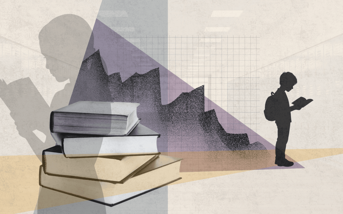 collage depicting the decline of reading for children