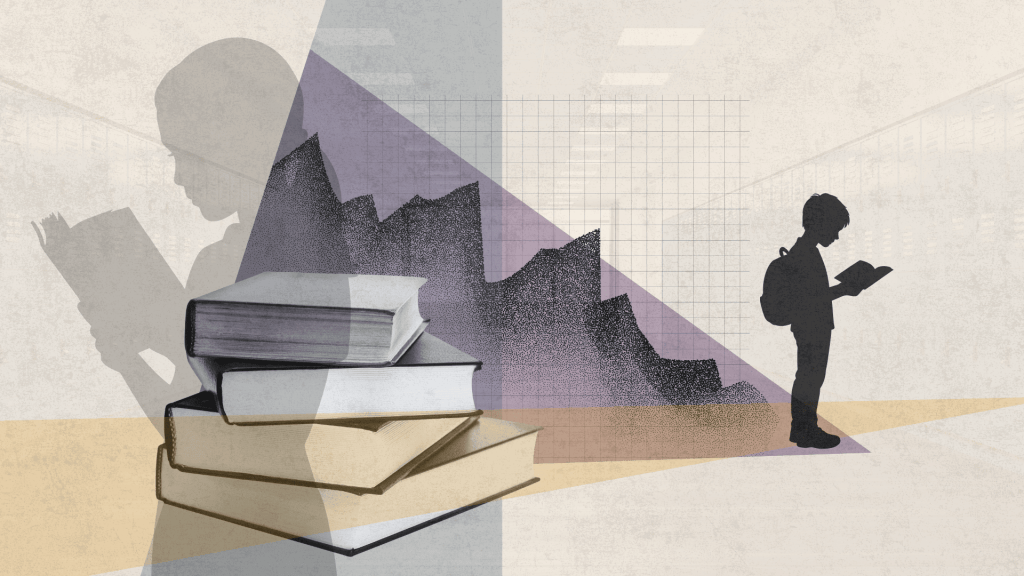 collage depicting the decline of reading for children