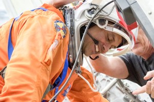Astronaut Anil Menon in training.