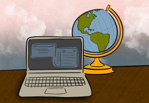 laptop and globe