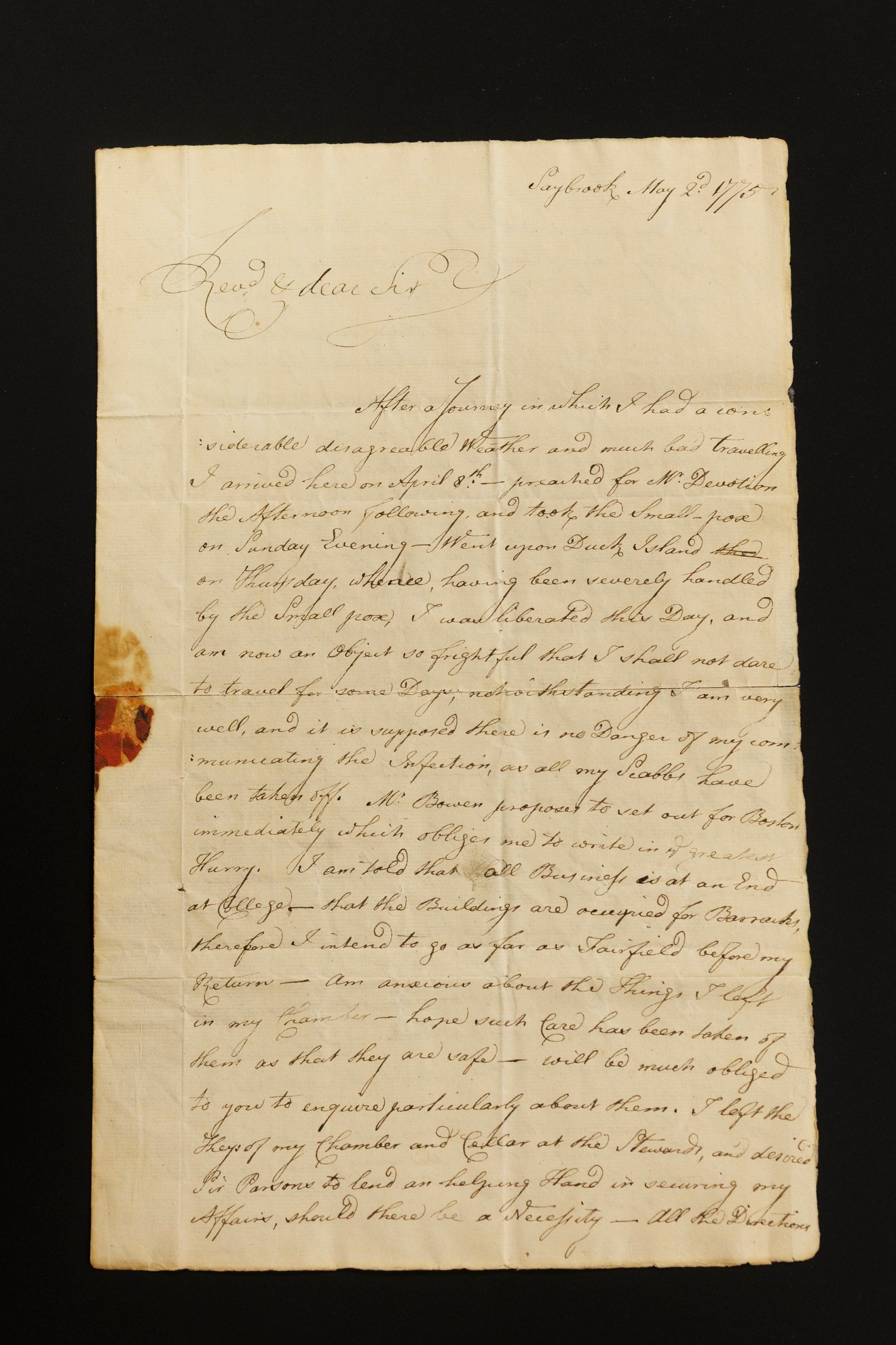 A photo of a letter by Caleb Gannet, 